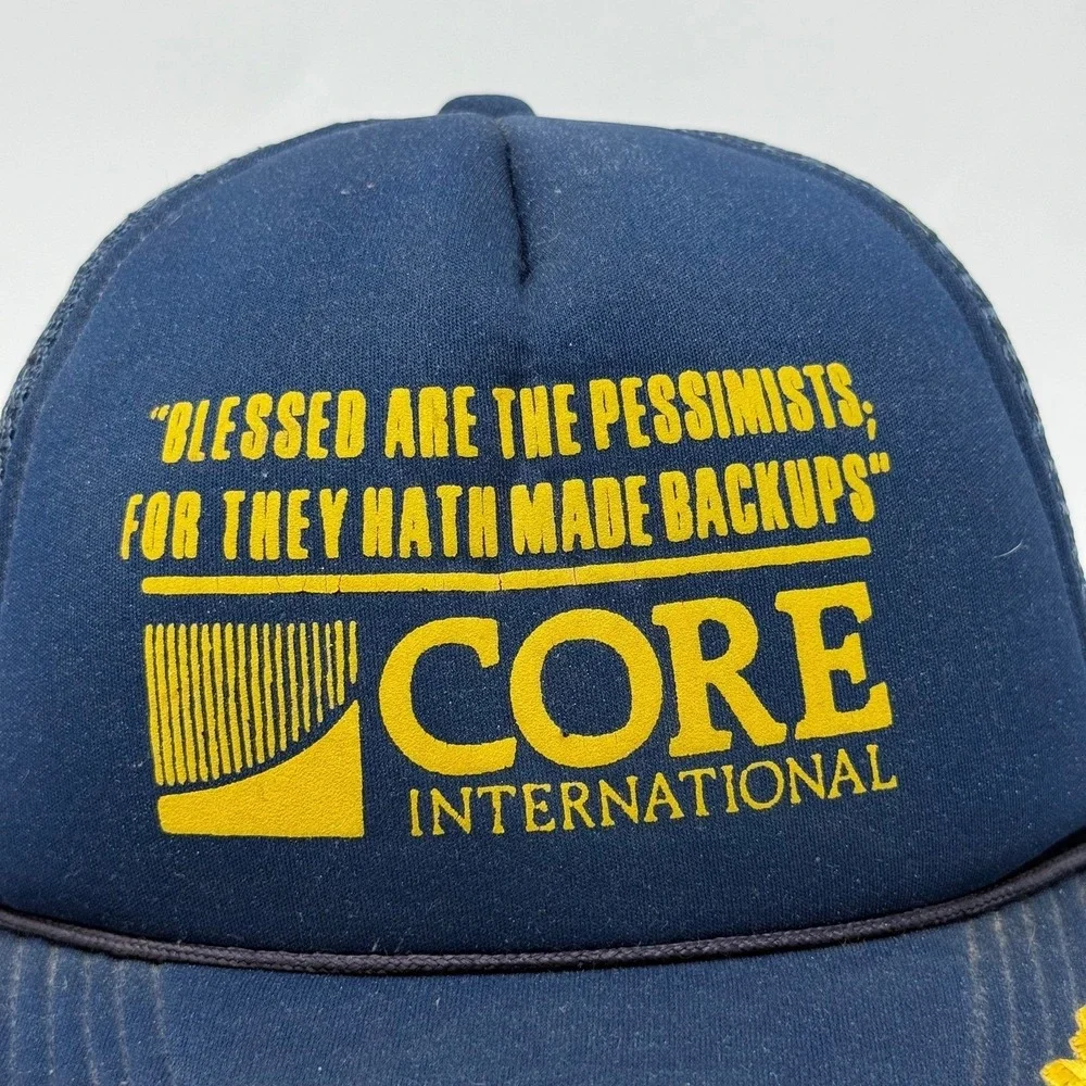 Core International Trucker Hat Blessed Are The Pessimists Backups Scrambled Eggs